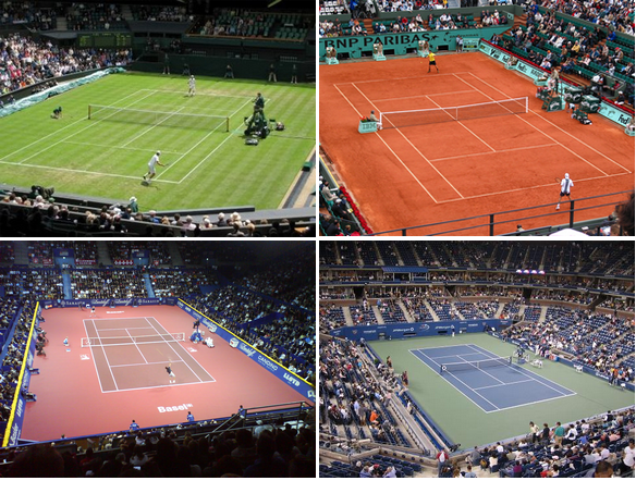 Tennis is played on 4 different services