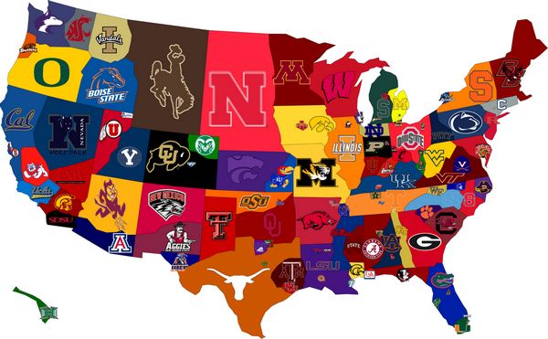 college football team map